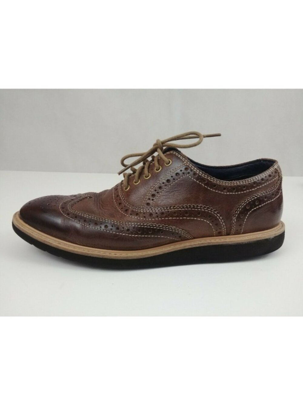 Cole Haan Mens Brown Leather Wingtip Casual Oxford Shoes C11824 US Size 8 1/2 M - Picture 4 of 8